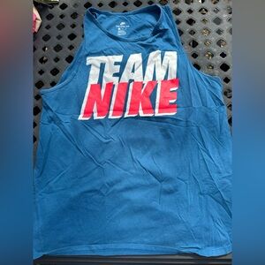 Nike Blue Tank with White and Red TEAM NIKE Graphic